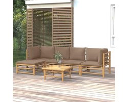Loungeset koffie thee tuinmeubelen modulair taupe 6 delig