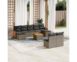 Loungeset – Loungesets – Tuinset – Loungeset Tuin – Buitenmeubels – PE Rattan – Waterdichte Opbergruimte – Afneembare Wasbare Kussens – Grijs Met Tafel