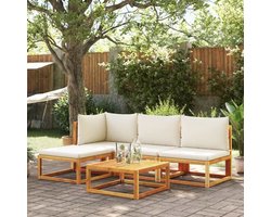 Loungeset – Loungesofa – Loungesuite – Loungebank – Loveseat – Acaciahouten Brun – Weerbestendig & Duurzaam – Comfortabele Kussens Inclusief