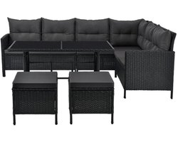 Loungeset Manacor - Polyrotan - Zwart