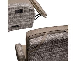 Loungeset met Gas Vuurtafel – Bellavero GardenFlame Deluxe | 4-delige Tuinset PE-Rattan | 2-Zits Bank + 2 Stoelen | Inclusief Kussens & Gas Haard | Weerbestendig Lounge Meubel Tuin & Terras