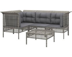 Loungeset met kussens - Tuinset tuinbank - Buitenruimte genieten - Modulair ontwerp - 5-delig - Grijs