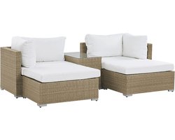 Loungeset met tafel 2-zits NOTO Lichtbruin PE rotan modulair
