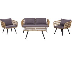 Loungeset met tafel 4-zitter FOBELLO Beige
