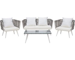 Loungeset met tafel 4-zitter RAGUSA Gebroken wit