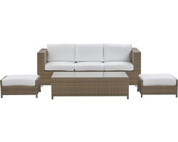 Loungeset met tafel en ottomaan 5-zitter BELLUNO Wit