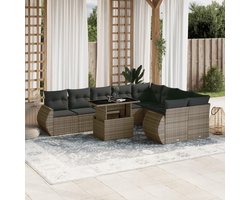 Loungeset met Verstelbare Tafel 10-Delig – Polyrotan Tuinset Lounge & Dining 2-in-1 met Kussens – Modulaire Balkon & Terras Set – Urbanhome