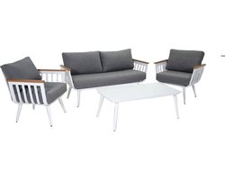 Loungeset Pandora - 4-delig - Wit en Grijs