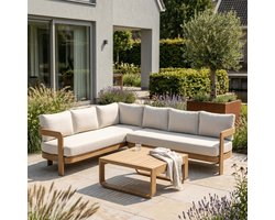 Loungeset Santiago Ruime Hoekbank Aluminium Houtlook - 34102