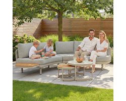 Loungeset Sardinia Rond Warm Wit Hout