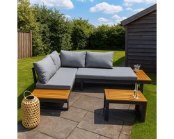 Loungeset SenS-Line Olympia Verstelbare Hoekbank Tuinset Aluminium/Hout - 35130
