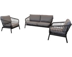 Loungeset - Steen - Aluminium - Touw Donkergrijs - 2-delig