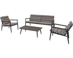 Loungeset - Steen - Mat Antraciet - SPC Tafelblad - 3-delig