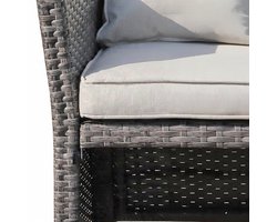 Loungeset Tuin 2-delig 107x68x76 cm – Rotan 2-Zits Loveseat met Salontafel & Opbergruimte, Stalen Frame, Waterafstotende Kussens, Compact Balkon & Terras Set Grijs/Beige – Urbanhome