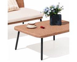 Loungeset Tuin 4-delig L-Vorm – Polyrattan Hoekbank Set met Salontafel & Dikke Kussens, Modulaire Terras & Balkon Loungeset, Weerbestendig – Urbanhome