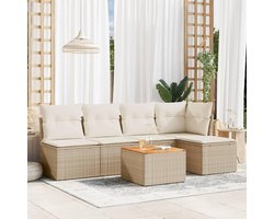 Loungeset Tuin 7-Delig 73x58x28 cm – Modulaire Polyrotan Lounge met Kussens – Weerbestendige Outdoor Hoekbank Set voor Balkon, Terras & Tuin – creme– Urbanhome