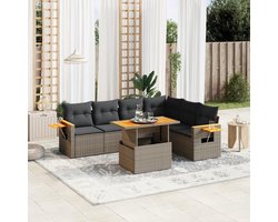 Loungeset tuin 7-delig – Poly rattan grijs met kussens – Luxe terras set met hoekbank en tafel – Weerbestendige tuinmeubelen – Moderne loungebank voor buiten – Luxora Living™