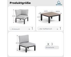 Loungeset Tuinmeubelset Bellavero – Modern L-vormig Outdoor Terrasmeubel met Salontafel en Afneembare Kussens, Modulair, Weerbestendig Metaal en Polyester-Acryl Bekleding – Perfect voor Balkon, Tuin & Patio