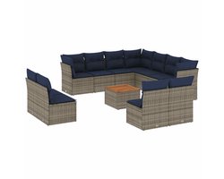 Loungeset – Tuinset – Loungebank – Balkonset – Tuinmeubelen – PE-Rattan – Waterdichte Opbergruimte