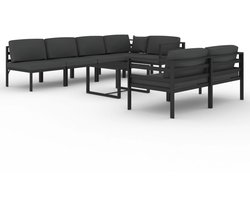 Loungeset – Tuinset – Loungeset Aluminium – Verstelbare Loungeset – Loungeset Met Tafel – Modulaire 9-delige Set – Weerbestendig Aluminium – Comfortabele Polyester Kussens