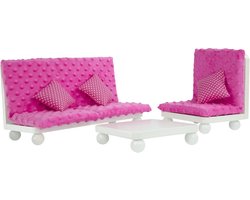 Loungeset voor 18 inch Poppen - Roze/Wit Kinderspeelgoed