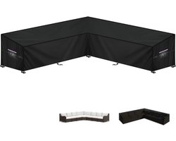 Loungesethoes - Tuinsethoes - Tuinmeubel Afdekking - Beschermhoes - L-vorm - Waterdicht - Rotan Bankafdekking - voor Tuinmeubelen - Hoekbank -Loungemeubels - 265x265x100 & 90x65 cm - Zwart