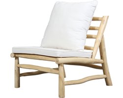 Loungestoel – Fauteuil – Teakhout – Met kussens – Binnen en buiten – Naturel