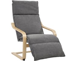 Loungestoel - fauteuil voor de woonkamer met voetensteun - modern donkergrijs
