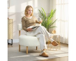 Loungestoel - Fleece - Sherpa - Crèmekleur - Metalen Poten