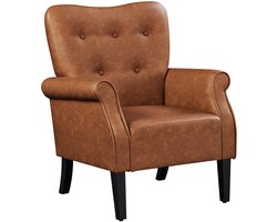 Loungestoel, gestoffeerde stoel met gebogen armleuningen, clubstoel, comfortabele ruststoel met brede zitting, armstoel