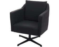 Loungestoel MCW-H93b, fauteuil cocktail fauteuil relaxfauteuil met voet, draaibaar ~ kunstleer zwart