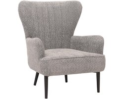 Loungestoel MCW-K37, cocktail-/oorstoel, gestoffeerde stoel, retro-vintage, chenille (500 g/m²) ~ grijs