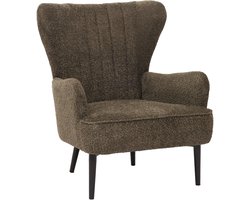 Loungestoel MCW-K37, cocktail-/oorstoel, gestoffeerde stoel, retro-vintage, chenille (500 g/m²) ~ groen-bruin