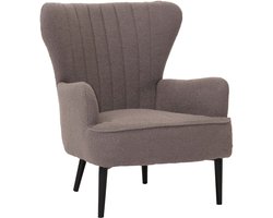 Loungestoel MCW-K37, cocktail/oor fauteuil gestoffeerde stoel retro vintage stof bouclé (600g/m²) Oeko-Tex ~ lichtgrijs