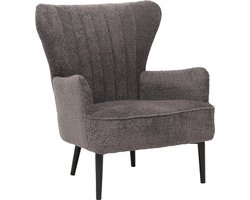 Loungestoel MCW-K37, cocktail/oor fauteuil gestoffeerde stoel retro vintage stof chenille (500g/m²) Oeko-Tex ~ donkergrijs