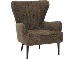 Loungestoel MCW-K37, cocktail/oor fauteuil gestoffeerde stoel retro vintage stof chenille (500g/m²) Oeko-Tex ~ groen-bruin