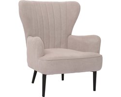 Loungestoel MCW-K37, cocktail/oor fauteuil gestoffeerde stoel retro vintage stof corduroy (290g/m²) Oeko-Tex ~ beige