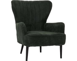 Loungestoel MCW-K37, cocktail/oor fauteuil gestoffeerde stoel retro vintage stof corduroy (290g/m²) Oeko-Tex ~ donkergroen