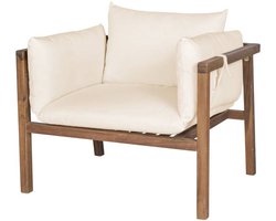 Loungestoel met armleuning acaciahout Xandra tuinstoel met kussen stoel