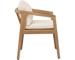 Loungestoel met armleuningen tuin beige acaciahout Savannah tuinstoel