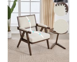 Loungestoel - Mid-century Modern met Armleuningen - Houten Frame - Stof