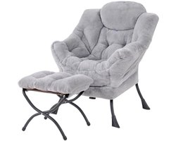 Loungestoel – Relaxstoel – Lazy Chair – Moderne Fauteuil – Luxe Leesstoel – Comfortabele Relaxfauteuil – Stoel met Armleuningen – Stoel met Voetenbank – Zachte Pluche Stoel – Accentstoel voor Woonkamer – Slaapkamerstoel – Ruststoel – Relaxzetel