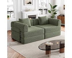 Loungestoel van Corduroy, met Schuim- en Veervulling, 3 Kussens en 2 Bekerhouders, Grijs