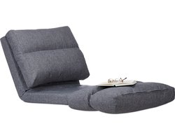 loungestoel - verstelbare rugleuning - voor binnen - 194 cm lang - vloerkussen - grijs