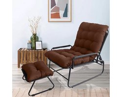 Loungestoel voor buiten, verstelbare ligstoel met kruk voor terras en balkon