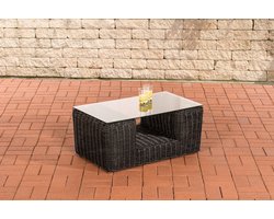 Loungetafel modern - Glastafel - Tuintafel rotan wicker - Eettafel - Buitentafel - Tuinmeubelen - Salontafel - Zwart - 80cm