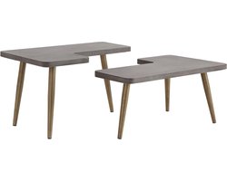 Loupe | Koffietafel Set in Geborsteld Messing Beton