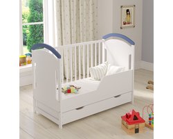 Love For Sleep Amie Babybedje 2-in-1 – Meegroeibed 120x60 cm – Inclusief Schuiflade & Extra Uitvalbeveiliging – Exclusief Matras – Massief Grenenhout – Blauw