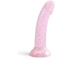 Love to Love - Dildo - Dildoll Starlight - Buigbaar - Siliconen - Met Gouden Glitterende Sterren - Roze