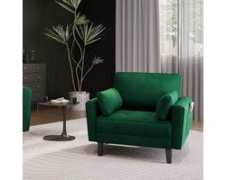 Loveseat 1-Zits Bank – Met Armleuningen En 2 Kussens – Linnenlook – Groen – Voor Woonkamer
